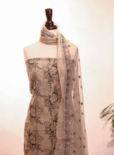 Royal Fashion Embroidered Missouri Net Suits Unstitched 2 Piece - RF25EE 141 FAWN